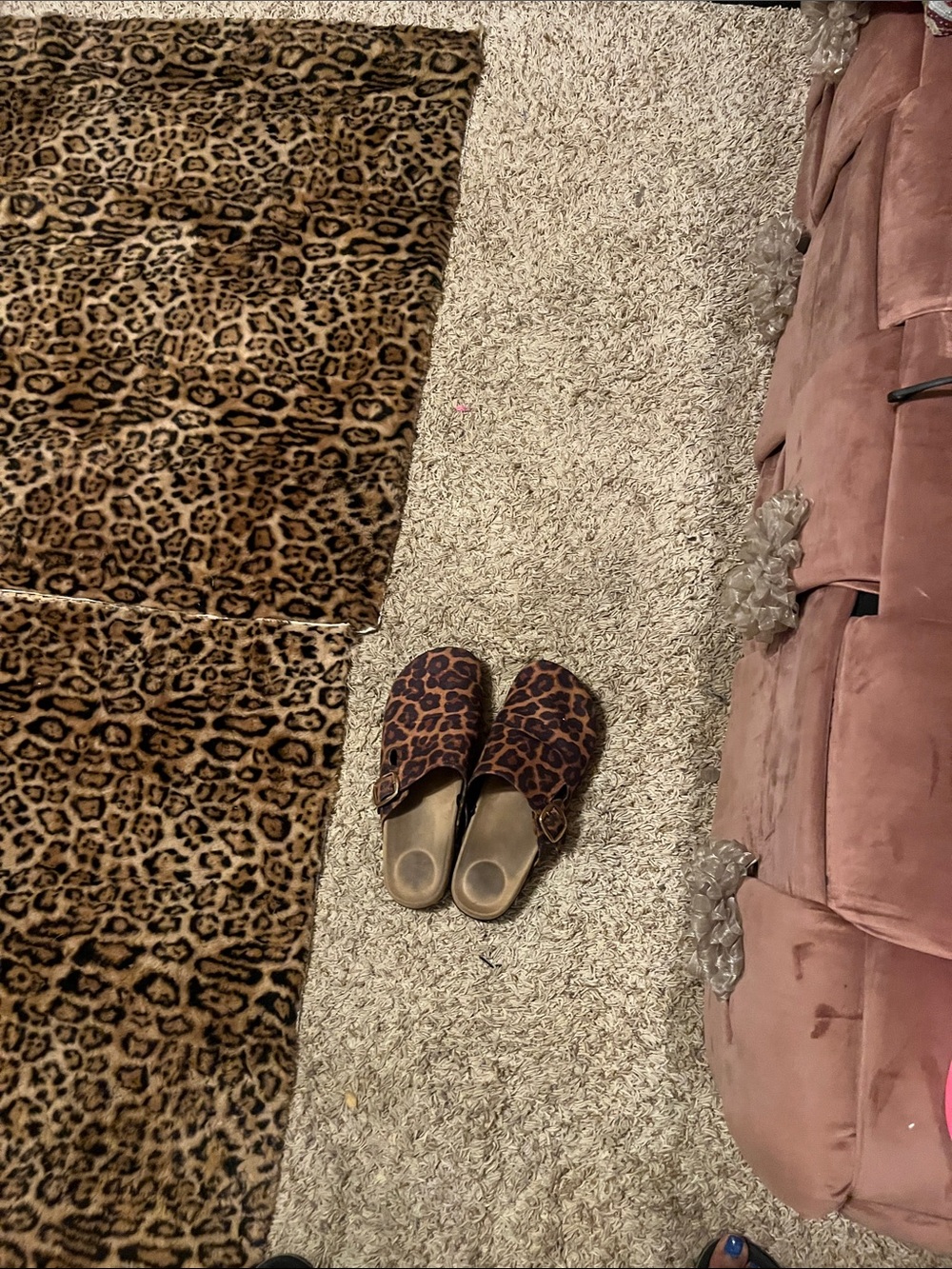 Time and Tru Leopard Print Slide Mules in Brown